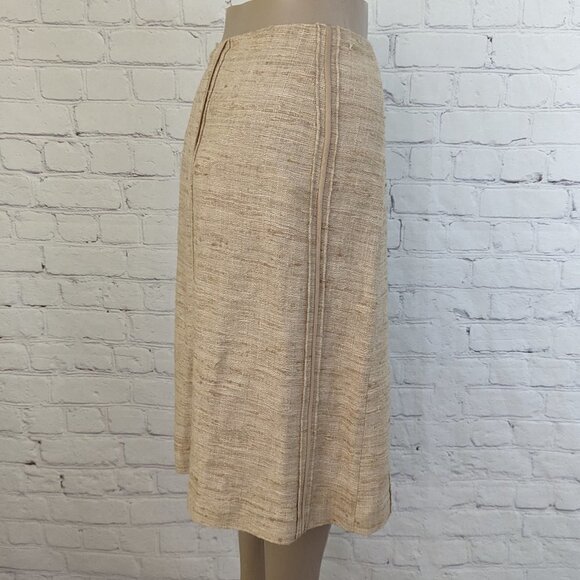 ST JOHN COUTURE Almond Multi sz 16 Raw Silk Skirt NWT - Picture 3 of 9